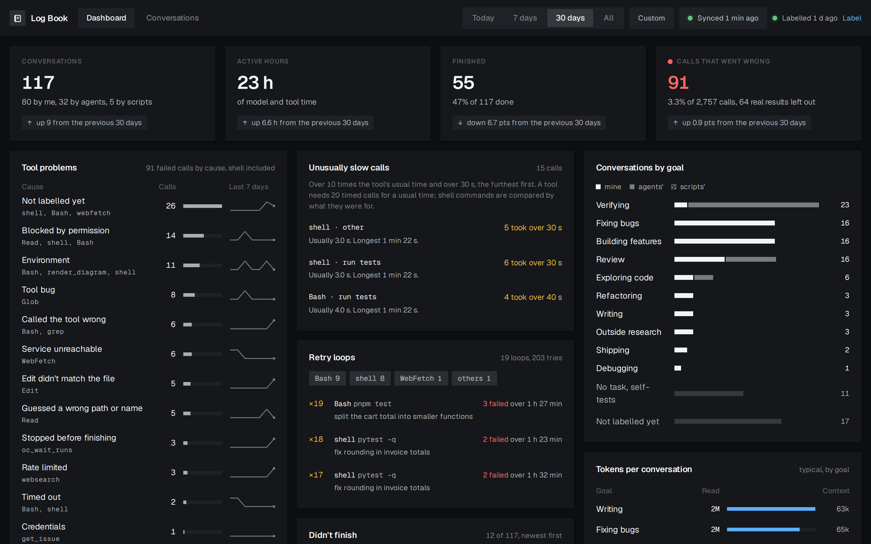 The Log Book dashboard