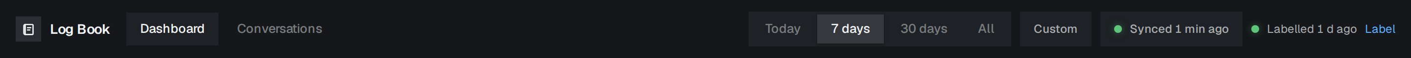 The top bar with the Sync button and the Label control